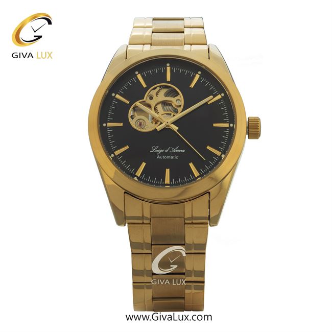 ساعت مچی اورجینال مردانه LdA | لوئیجی د آنا | Luigi d'Ana طلایی | طلایی| مشکی| کد رفرنس 2442